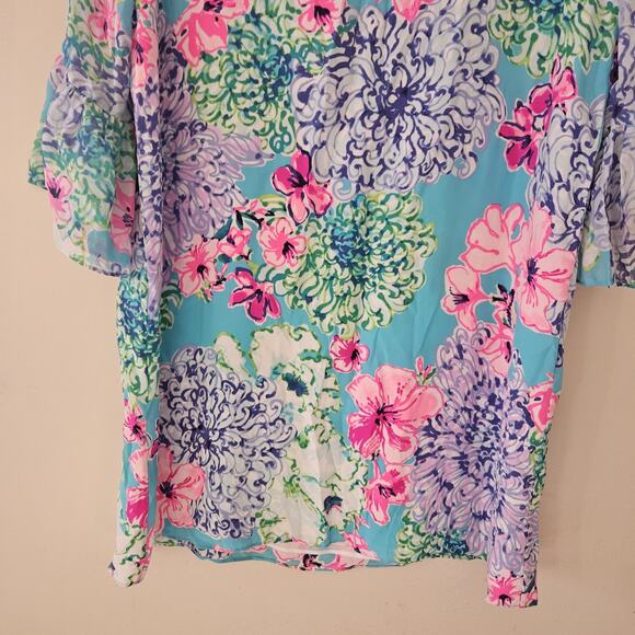 Lilly Pulitzer Elenora Silk Dress Floral Pearls Beaded Womens Size Large - Picture 13 of 13